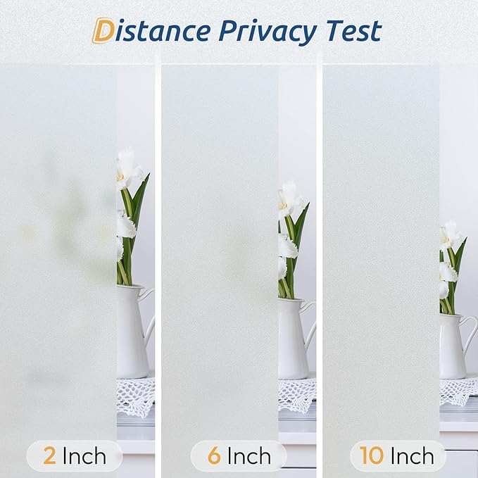 rabbitgoo Window Privacy Film, Frosted Glass Window Clings, Static Cling UV Heat Blocking Door Stickers for Home Bathroom, Removable Indoor Decal Coverings Day and Night, Pure, 29.5 x 78.7 Inches