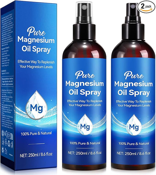 Magnesium Oil Spray 8.6Fl Oz, 2Pack Pure Magnesium Spray for Feet, Body and Skin, Topical Mg Oil, Easy to Absorb