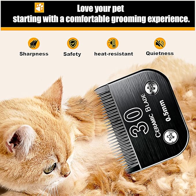 Dog Grooming Clipper Blades Replacement Compatible with Andis Dog Clippers,Most OsterA5, Wahl KM Series Pet Clippers (Black(30))