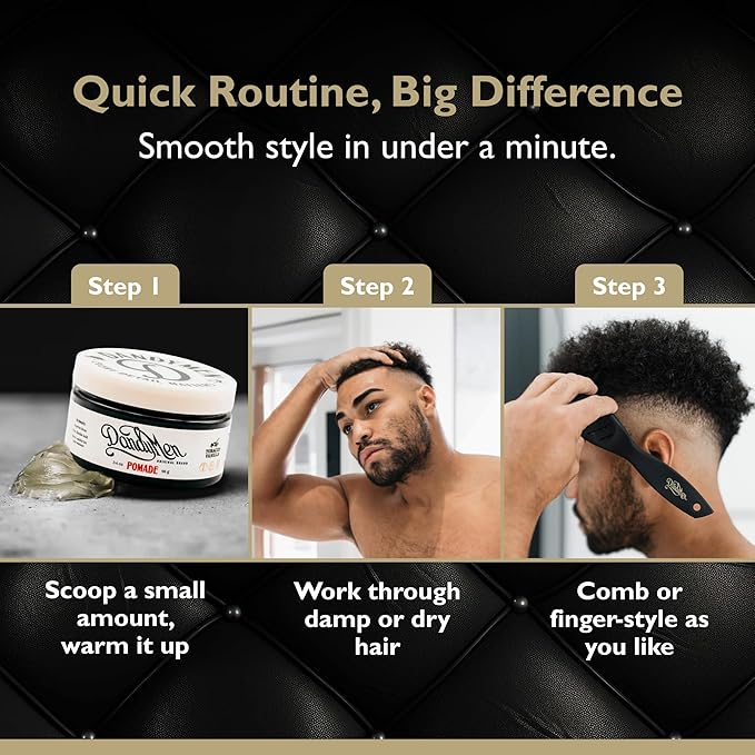 Pomade – Strong Hold, High Shine, and Hydrating Formula with Pro-Vitamin B5 – Tobacco Vanilla Scent – 4 oz