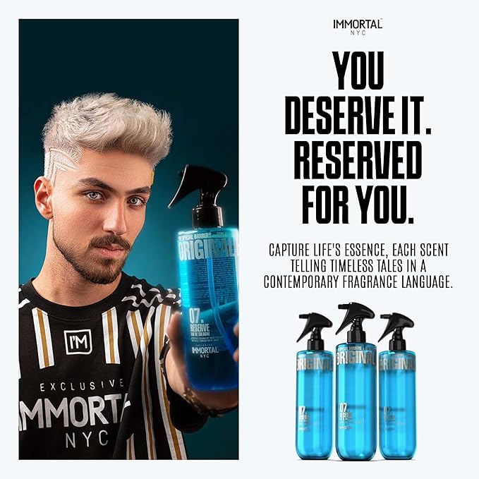 Immortal NYC Reserve 07, After Shave Spray Body/Face Men's Cologne, 17 oz - Exclusive Barbers - Softens Skin - Refreshes/disinfects and Relieves Face and Skin - Moisturizing Formula After Shaving