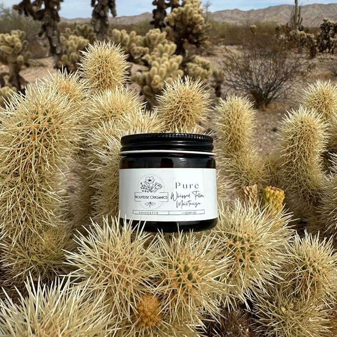 Pure - Whipped Tallow Moisturizer - Unscented - 100% Grass-Fed Tallow & Organic Jojoba, Chemical-Free, Non-Comedogenic, For Dry, Sensitive & Eczema-Prone Skin - Children & Pets - 1.7oz