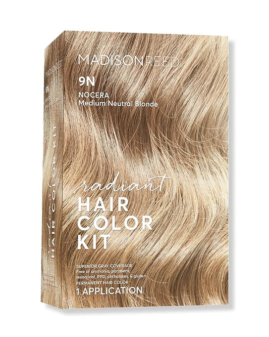 Madison Reed Radiant Hair Color Kit | 9N Medium Neutral Blonde (Nocera Blonde) for 100% Gray Hair Coverage | Dimensional Salon-Quality Permanent Hair Dye | PPD-Free & Ammonia-Free | 1 Pack