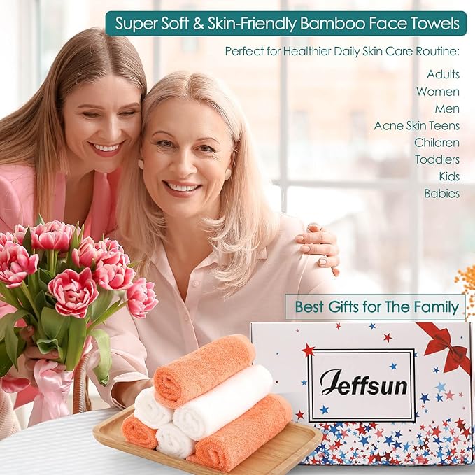 Wash Cloths 6 Pack, Super Soft and Gentle Face Towels on Sensitive Skin, 13x13 inch Large Bath Washcloths for Face and Body, Reusable Makeup Remover Eraser, Easy to Rinse White Facial Cleaning Cloths