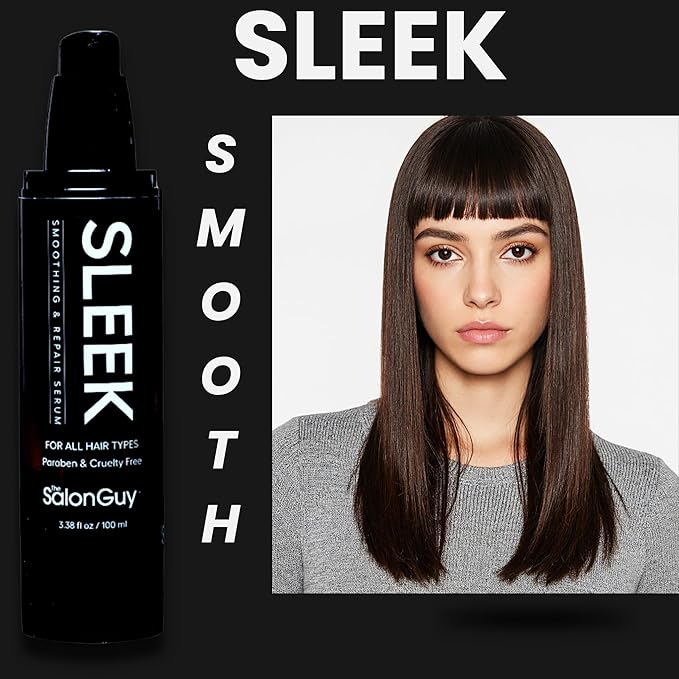 THESALONGUY SLEEK Hair Serum for Frizzy and Damaged Hair - Blend with Jojoba, Argan, Avocado & Marula Oil - UV, Color & Heat Protectant Serum - Nourishes & Repair - Ideal for Men & Women