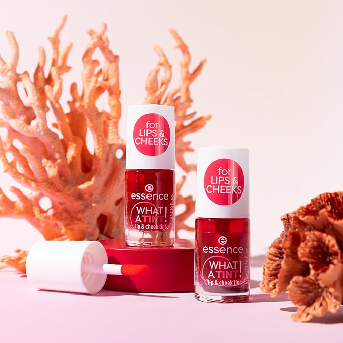 essence | What a Tint! Lip & Cheek Tint | Long-Lasting Liquid Blush & Lip Stain | Non-Sticky & Kiss-Proof | Vegan & Cruelty Free (02 | Coral Sunset)