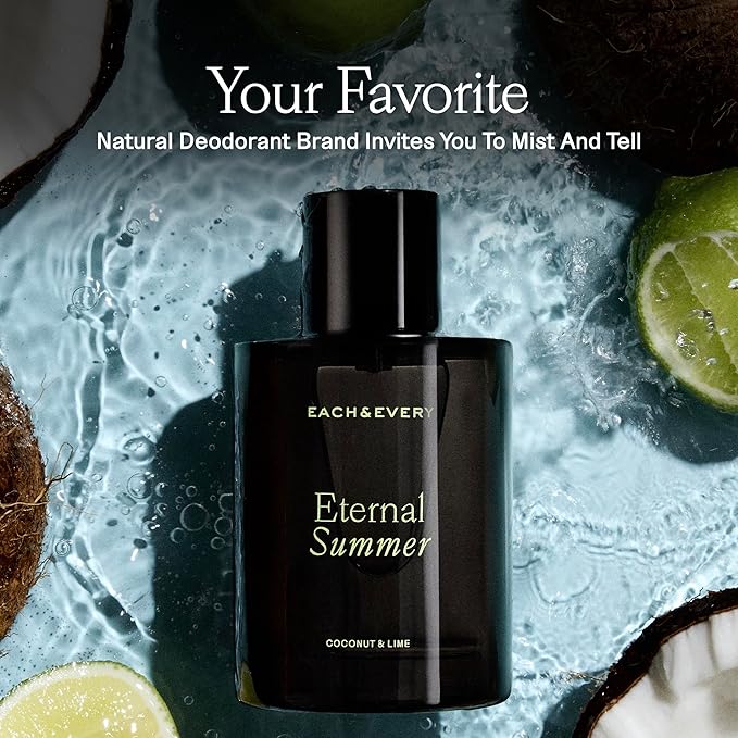 Each & Every Hair and Body Mist for Women and Men - 100% Natural Fragrance Body Spray for Women - Vegan & Cruelty-Free - Eternal Summer Scent (Coconut & Lime)
