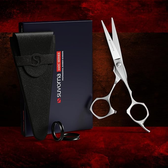Suvorna 5.5" Hair Scissors Professional - Barbers Scissors for Hair Cutting - Sharp Razor Edge Hair Cutting Scissors to Cut Hair - Japanese 440C Stainless Steel Hair Shears for Women and Men