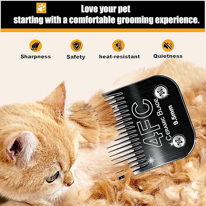 Dog Grooming Clipper Blades Replacement Compatible with Andis Dog Clippers,Most OsterA5, Wahl KM Series Pet Clippers (Black(4FC))