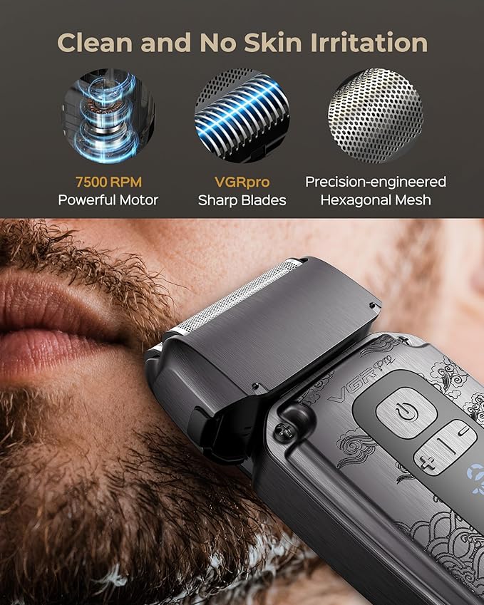 Hair Clippers & Trimmers Set for Men Professional, Waterproof Electric Razor Foil Shaver for Men Face Beard, Cordless for Hair Cutting, 4-Speed Setting, LED Battery Display, Barber or Home Use