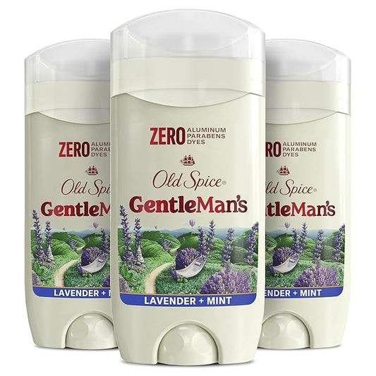Old Spice GentleMan's Aluminum Free Dry Feel Deodorant for Men, 24/7 Lasting Freshness, Gentle on Skin with Skin Conditioners, Lavender + Mint Scent, 3.0 oz (Pack of 3)