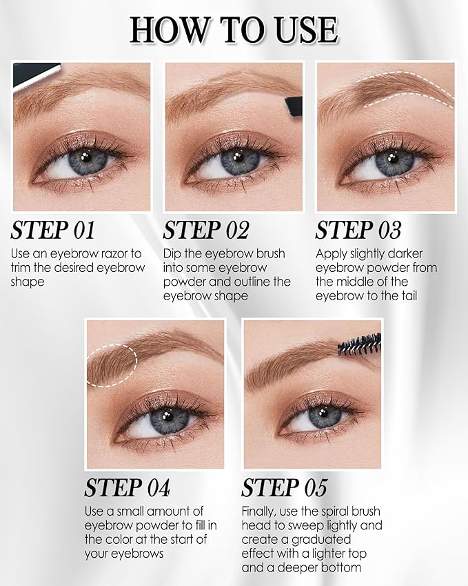 Eyebrow Powder Kit,3 Color Dark Brown Grey Light Auburn Eye Brow Powder Palette with Razor Brush,Long Lasting Waterproof Brow Filler Fill Sculpt Full Eyebrows,Christmas Makeup Gift Set for Women-02