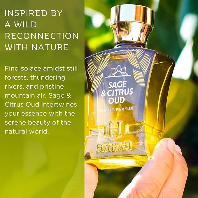 H HABIBI Sage & Citrus Perfume for Men – 2.5 oz (75ML) Long Lasting Arabian Cologne, Fresh Citrus Woody Men Perfume, Luxury Fragrance Gift for Special Occasions