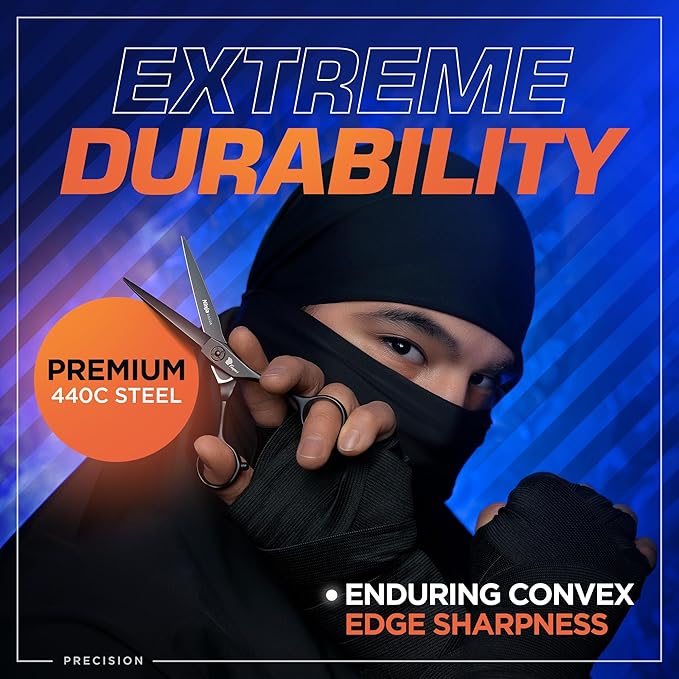 Fagaci Hair Scissors Professional 6” 440C Steel for Superior Precision, Extremely Sharp Blades Hair Cutting Scissors for Women & Men, Durable Sharpness Hair Shears for Hair Cutting, Barber Scissors