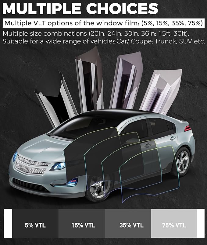 RP Remarkable Power Car Window Tint Film 75% VLT, 24" in x 15' FT UVR 99% Heat& UV Block, Scratch Resistant, undisturbed Signal, Privacy Film for Windshield, Professional Auto Car Tint Roll