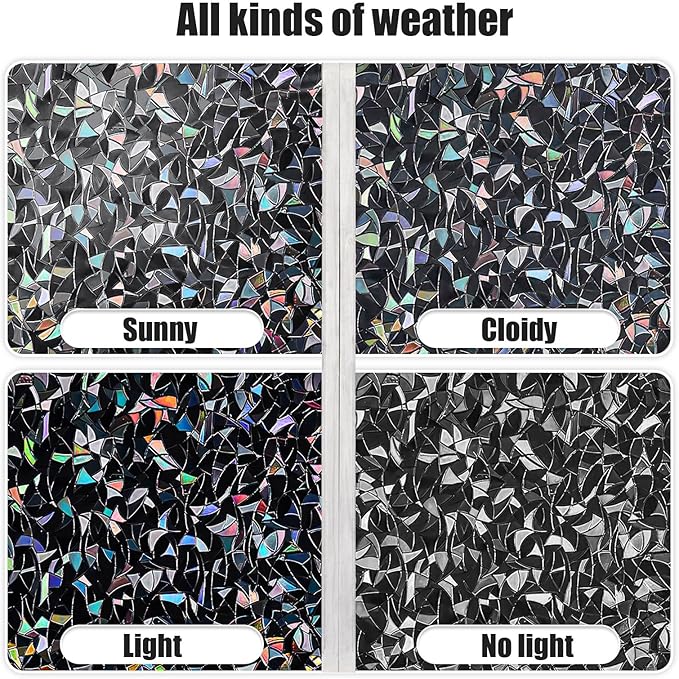 QHY Sunshine Total Blackout Window Film Privacy， Frosted Glass Window Film，Black Window Tint， No Glue， Detachable, no Marks, Suitable for Repeated use (Black Rainbow, 35.4 in X 78.7 in)