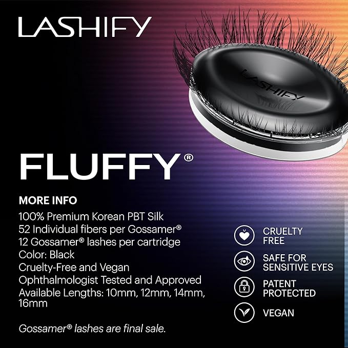 Lashify Fluffy 10mm Gossamer DIY Eyelash Extensions Refill, Truffle Color, Easy False Lashes To Add Fullness and Dimension