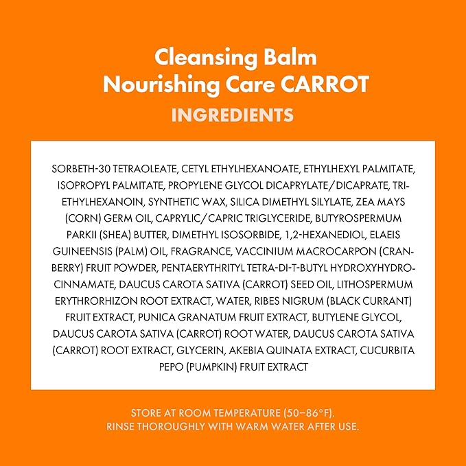 KAHI Cleansing Balm Nourish Care Carrot - Makeup Remover Balm with Carrot Seed Oil, Shea Butter & Cranberry Scrub - Gentle Exfoliating Korean Skincare 1.69 oz