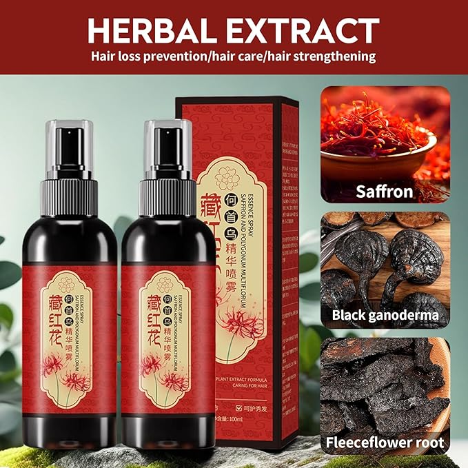 2pcs Saffron Hair Spray, Saffron Hairs Blackening Spray, Saffron Essence Spray, Leaving Hairs Shiny Smooth