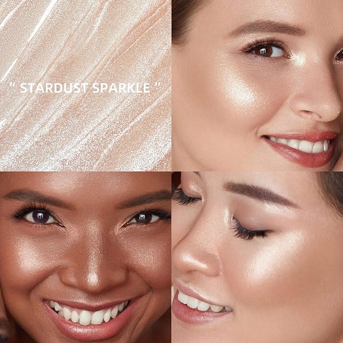 Shimmer Eyeshadow Stick Creamy Highlighter for Eyes, Lips Cheeks Long Lasting, Moisturizing, Multi Use High Pigment Glow for Day Night, Micro Pearls, Champagne Undertone (Stardust Sparkle)