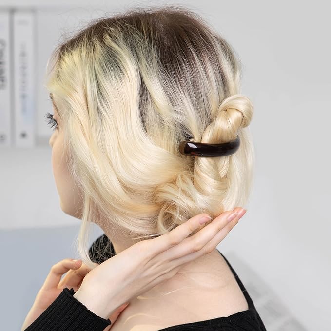 Stylish Tortoise Shell Hair Clip - Autoclasp Barrettes For Styling in an Updo, Bun, Ponytail - Strong Korea Made Accessory for Thick, Medium Volume Hair - Set of 3 Pieces, 3 Colors