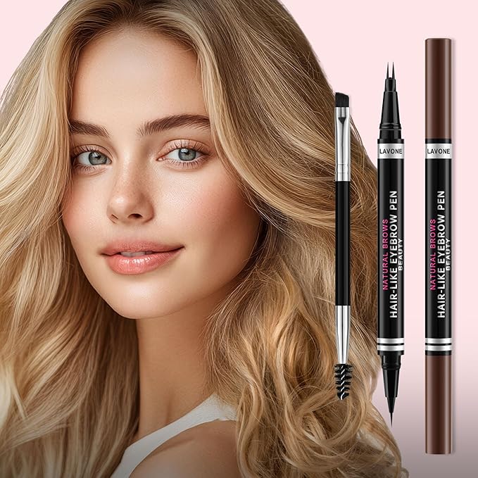 Eyebrow Pencil, 2-in-1 Waterproof Eyebrow Pen, with 2 Tip Microblading Eyebrow Pencil and Ultra-Precise Brow Pencil, with Eyebrow Brush, Eyebrow Pencils for Women, Natural Hair-Like Brows - Blonde