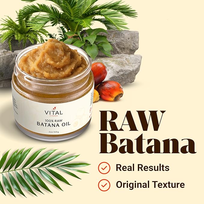 100% Organic Raw Batana Oil for Hair Growth – Strengthens Hair, Reduces Breakage, Enhances Shine – Pure, Non-Greasy – No Silicones, Sulfates, or Parabens – All Hair Types – 2oz Glass Jar