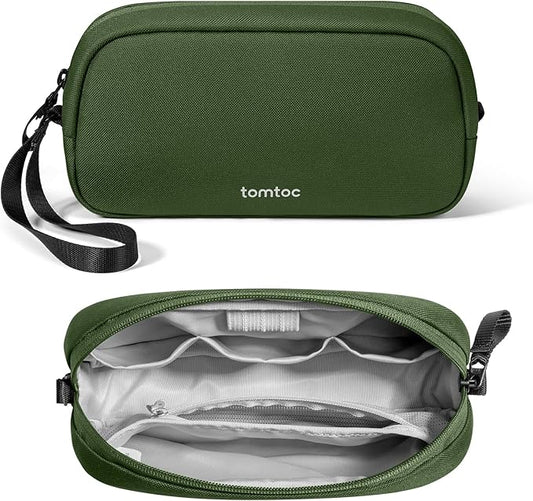 tomtoc Electronics Organizer Travel Case, Water Resistant Travel Bag Cable Organizer for Essentials, Tech Pouch Accessories Carry Storage for Cord, Phone, Cables, Airpods, USB Flash Drive, Daily Items