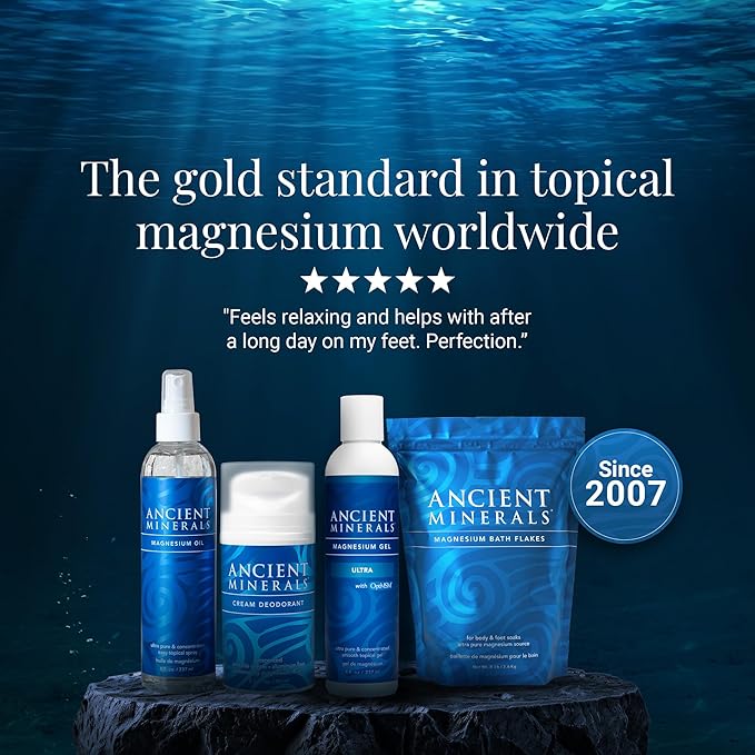 Ancient Minerals Magnesium Oil Ultra with OptiMSM, Refill 33.8 oz. - Pure Genuine Zechstein Magnesium Chloride Supplement with MSM - Best Topical Skin Application for Dermal Absorption