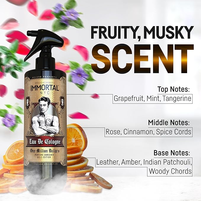 One Million Dollars After Shave Spray Body/Face 17oz. Premier Men's Cologne, - Exclusive Barbers - Softens Skin - Refreshes/disinfects and Relieves Face and Skin - Moisturizing Formula After Shaving