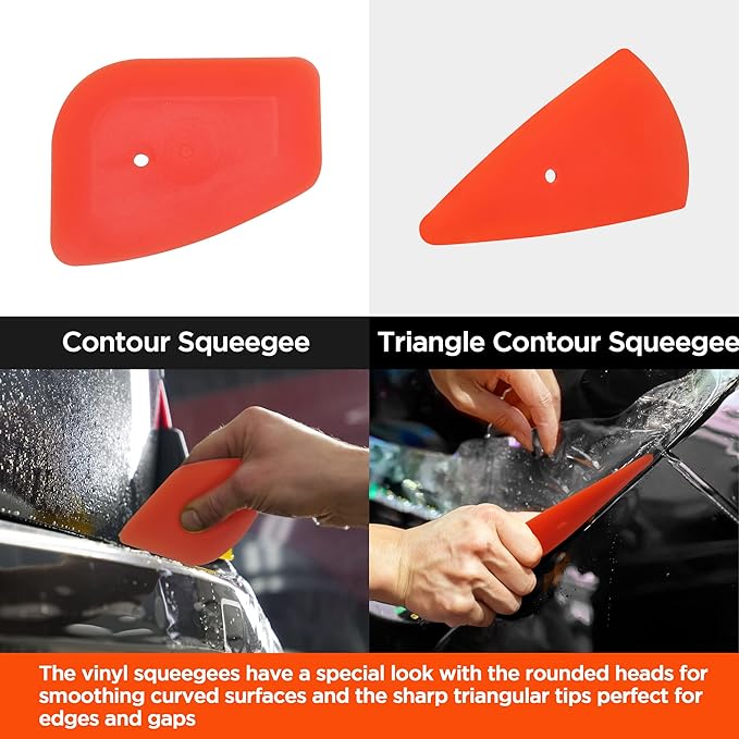 ValueMax Window Tint Kit 10PCS Car Vinyl Wrap Tools Protective Film Installation Set Including Rubber Vinyl Squeegees, Felt Squeegees, Safety Cutter Knife, Utility Knife with Blades