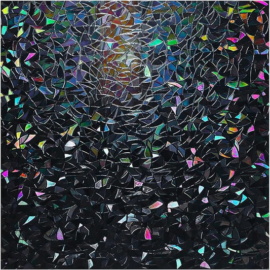 rabbitgoo Window Privacy Film Rainbow Film Decorative Window Sticker, 3D Static Stained Glass Cling Tint for Room Darkening Day Sleep, Black, 23.6 x 118.1 inches