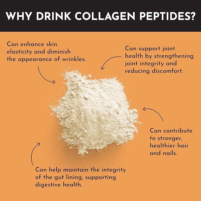 JUST INGREDIENTS Collagen Peptides – Mango Lemonade Drink Mix | 30 Servings | Bovine Collagen, Grape Seed & Pine Bark Extract | Supports Skin, Hair, Nails, Joints & Gut Health | No Sugar Added