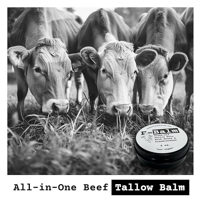 The Tallowed Truth F-Balm Tallow – Grass-fed, Grass-finished Tallow – 5 Ingredients Only – Canadian-made All Purpose Tallow Balm – Made in Canada – Tallow for Face & Body (2 oz (2-Pack), Original)