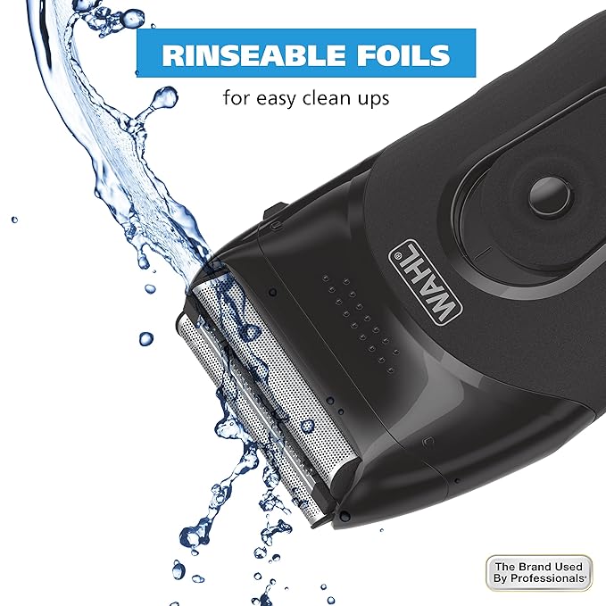 Wahl Compact Rechargeable Lithium Ion Shaver Kit with Hygienic Rinseable Foils & Cutter Bar with Dual Flexible Foils That Move with The Contours of Your Face - 7065