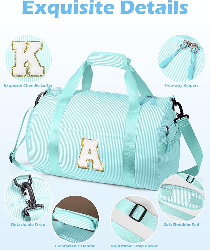 Tween Girl Birthday Gifts, Girls Travel Duffle Bag, Kids Initial Overnight Bags with Shoe Compartment, Personalized Weekend Bag with Cosmetic Pouch, Dance Recital Gift for Niece (Letter Y)