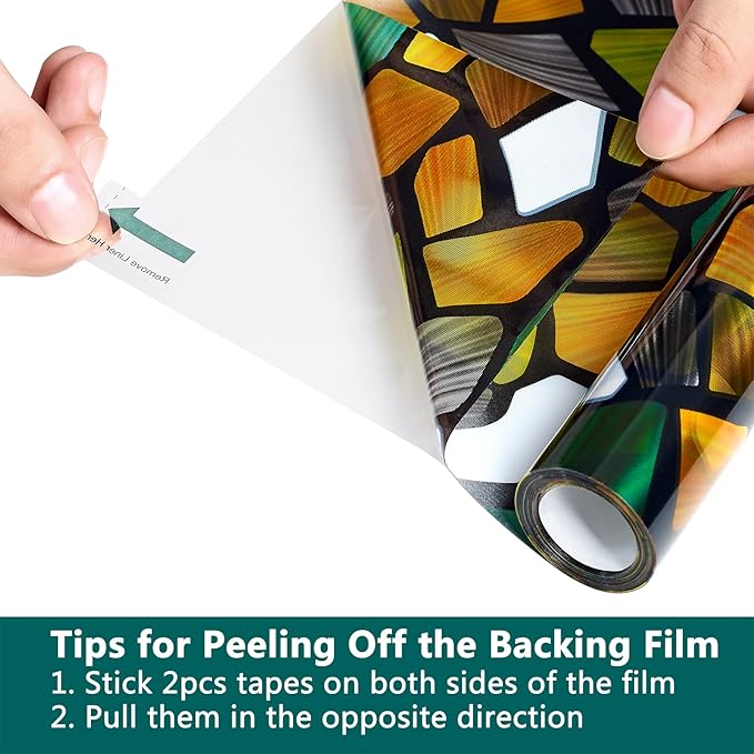 Volcanics Decorative Stained Glass Window Privacy Film with Installation Tools– Static Cling Privacy Sticker for Home & Church, Non-Adhesive, Anti-UV & Heat Blocking, 35.4 x 78.7 Inches