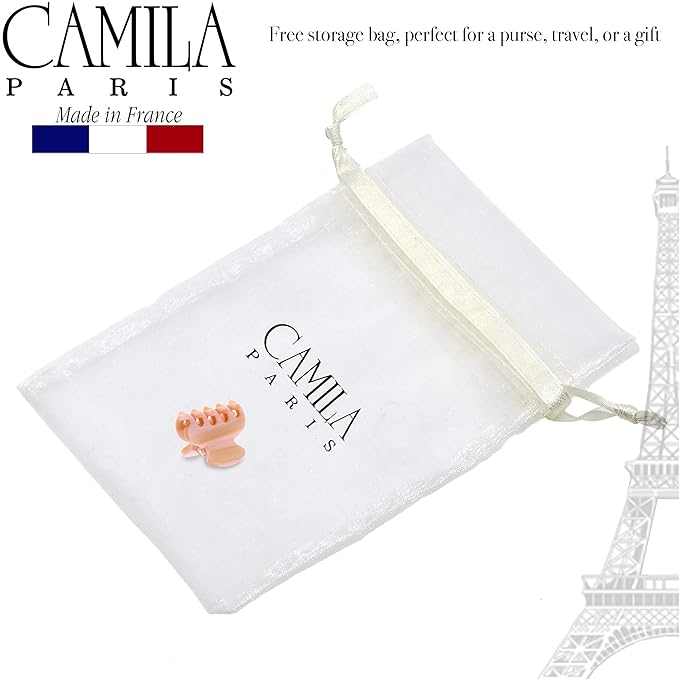Camila Paris CP3070 French Hair Clip for Women, Handmade, Pink, Small, Girls Hair Claw Clips Jaw, Durable Styling Hair Accessories for Women, Strong Hold No Slip Grip, Made in France