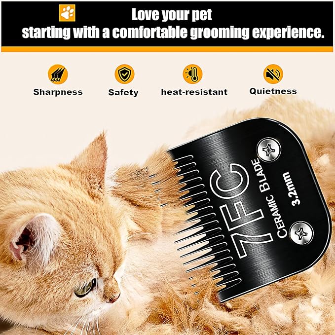 Dog Grooming Clipper Blades Replacement Compatible with Andis Dog Clippers,Most OsterA5, Wahl KM Series Pet Clippers (Black(7FC))