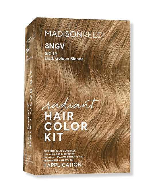 Madison Reed Radiant Hair Color Kit | 8NGV Dark Golden Blonde with Champagne Tones (Sicily) for 100% Gray Hair Coverage | Dimensional Permanent Hair Dye | PPD-Free & Ammonia-Free | 1 Pack