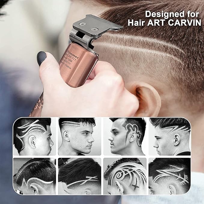 Ornate Hair Clippers for Men, Cordless Edgers Clippers Professional Hair & Beard Trimmer for Barber Pro Zero Gapped T-Blade Trimmer with LCD Display, Rose Gold