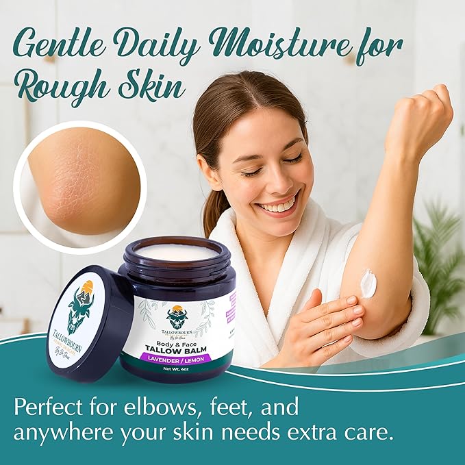 Dr. Dave's Primal Essence Grass Fed Beef Tallow Balm for Face and Body with Shea Butter, Organic Jojoba Oil, Honey, and Beeswax – Beef Tallow for Skin – Lavender and Lemon – 4 oz