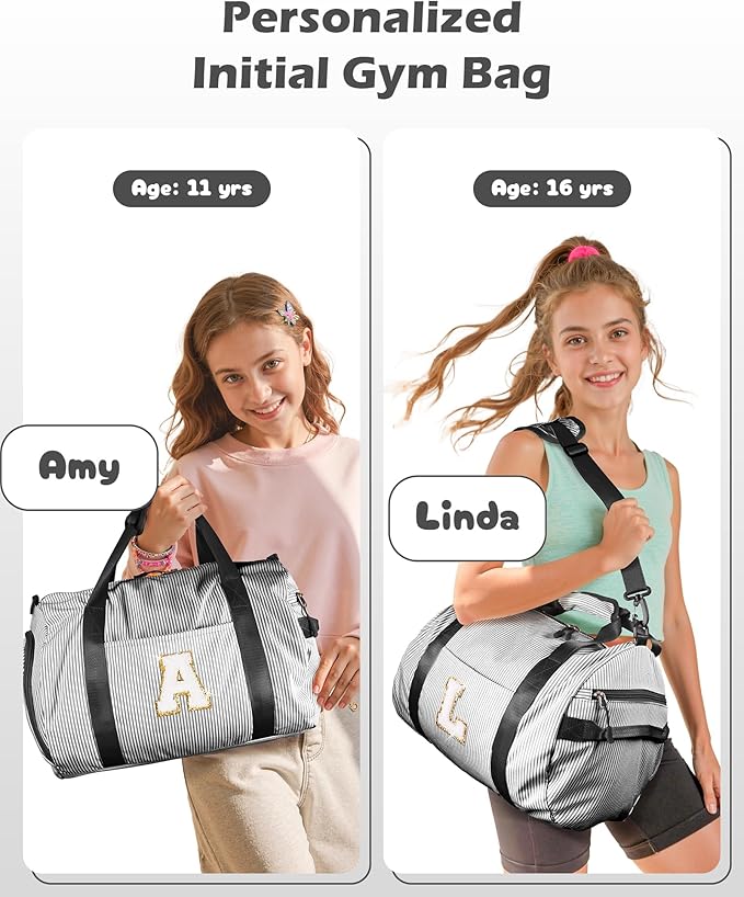 Party Favors for Teenager, Girls Travel Duffle Bag, Kids Initial Overnight Bags with Shoe Compartment, Monogram Weekender Bag with Makeup Pouch, Gift Ideas for Niece Sister (Letter O)