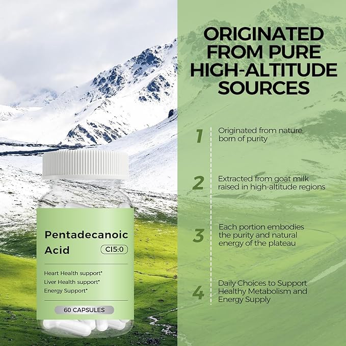 Pentadecanoic Acid, C15 Supplement, High Altitude Sheep Milk - 60 Capsules（2pcs）