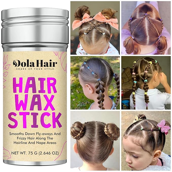 Dolahair Hair Wax Stick - Flyaway Control and Styling Pomade for Kids, Women, and Men - Accessorie Slick Back Hair Brush Kit Hair Bun Maker 20 Pcs Hair Ties (Pack of 3)