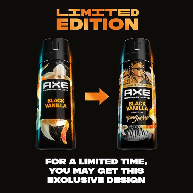 AXE Fine Fragrance Collection Premium Body Spray Black Vanilla with Orange + Sandalwood with 72H Odor Protection Aluminum-Free 4 oz