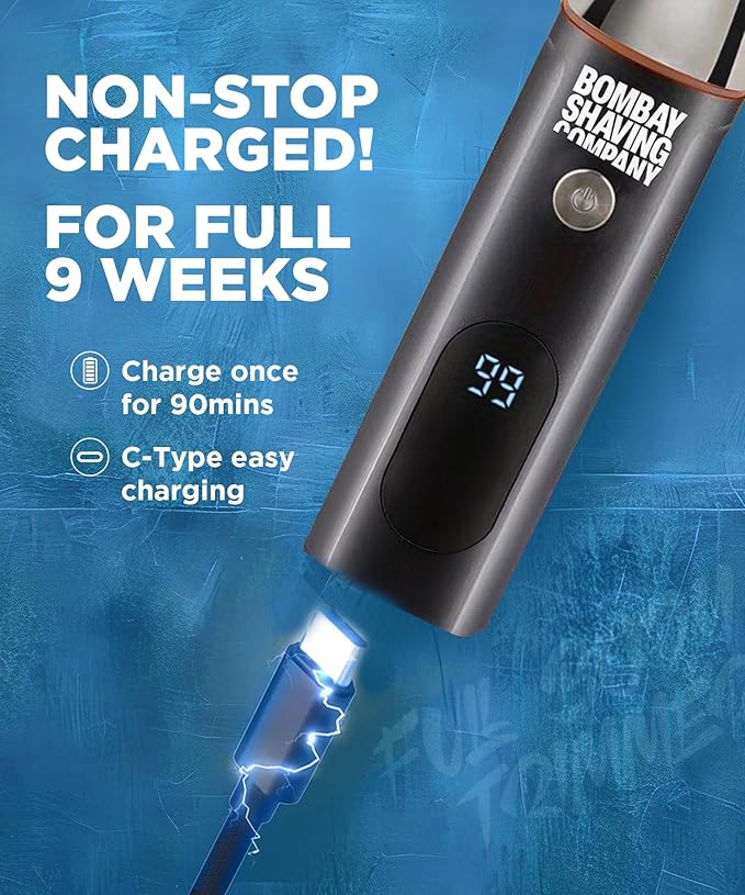 Bombay Shaving Company All-in-One Beard, Body, Nose Trimmer | 11- Piece Men’s Grooming Kit for Beard, Body, Nose Trimmer and Hair Clipper for Wet/Dry Shave | Quick Charge Time | IPX6 Water Proof