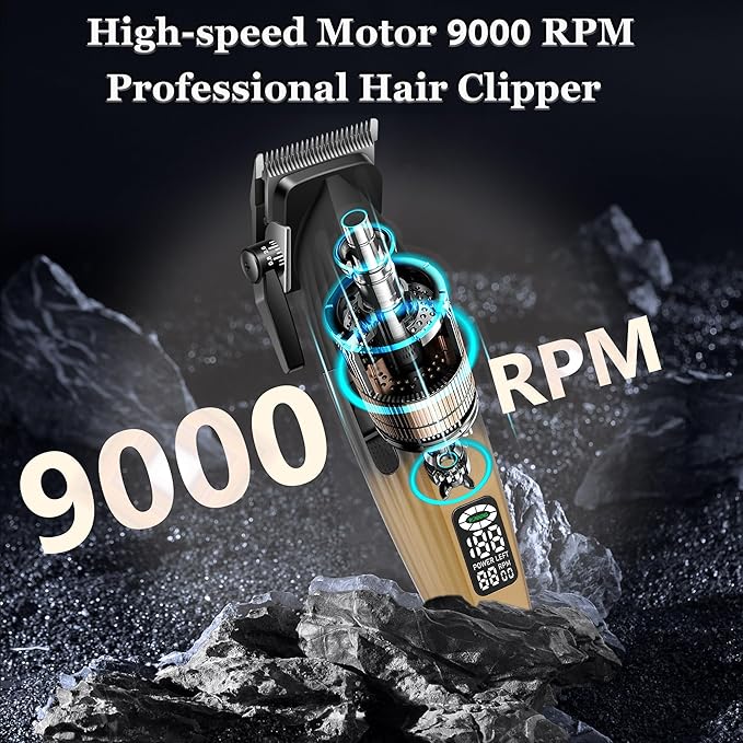 KEMEI 1788 Professional Hair Clippers for Men, Cordless Barber Clipper with LED Display, 9000 RPM Clippers for Hair Cutting with 2500 mAh Battery