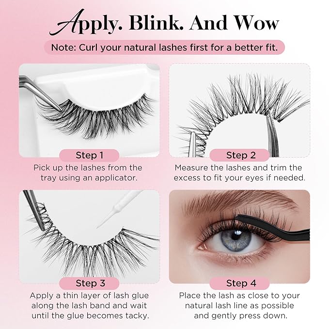 BEPHOLAN False Eyelashes 6-16mm Wispy Eyelashes Natural Look 100% Handmade Fake Lashes Lightweight Short Lashes with Soft Clear Band 3 Pairs Pack(CJ201)