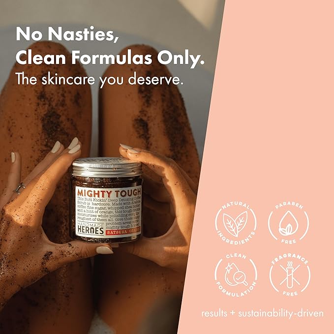 Coffee Scrub Foot & Body Exfoliator Infused with Vitamin E and Orange Peel Natural Exfoliating Sugar Body Scrub for Toning Cellulite Skin Care by Handmade Heroes Body Skincare Stocking Stuffers